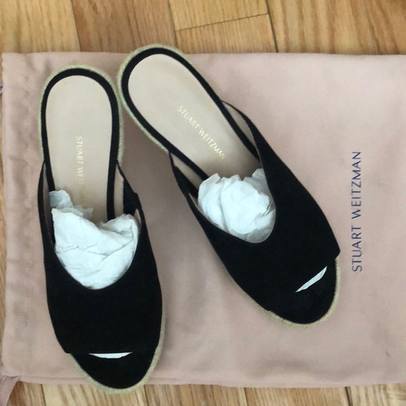 Stuart Weitzman Wonda black suede slides
